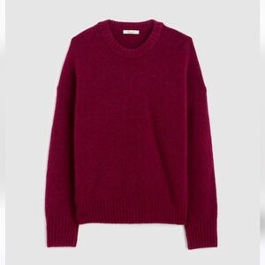 NWOT Madewell Fuzzy Crewneck Sweater CloudSoft Drop-Shoulder Sz M $128 Fuchsia
